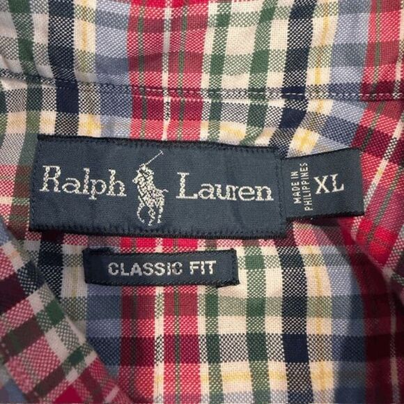 Vintage RALPH LAUREN Multicolor Madras Plaid Classic Button Down Men's Size XL - Picture 5 of 12